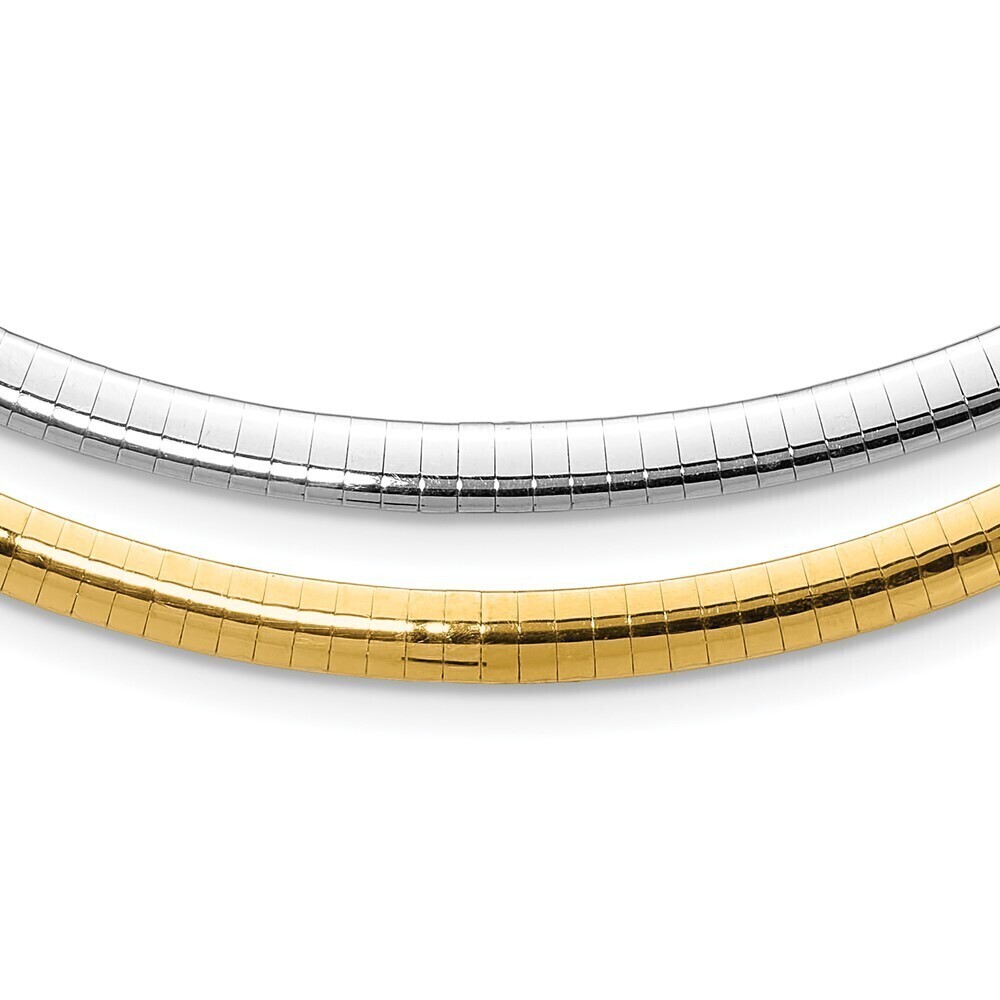 Kazi Luxury 14k 5mm Reversible White & Yellow Domed Omega Necklace
